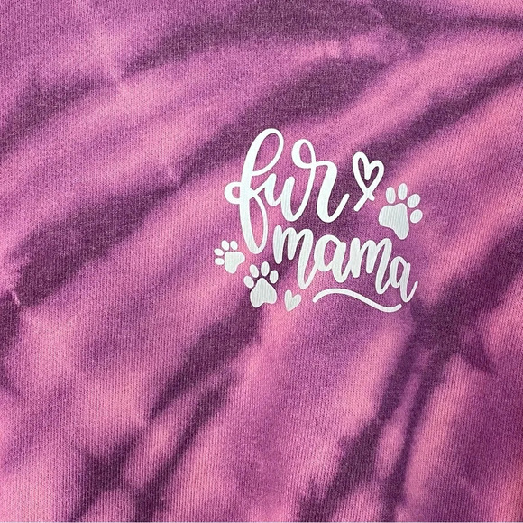 Handmade Fur Mama Tie Dye Sweatshirt Pullover Women Small Pink Purple Reflective - Picture 6 of 15